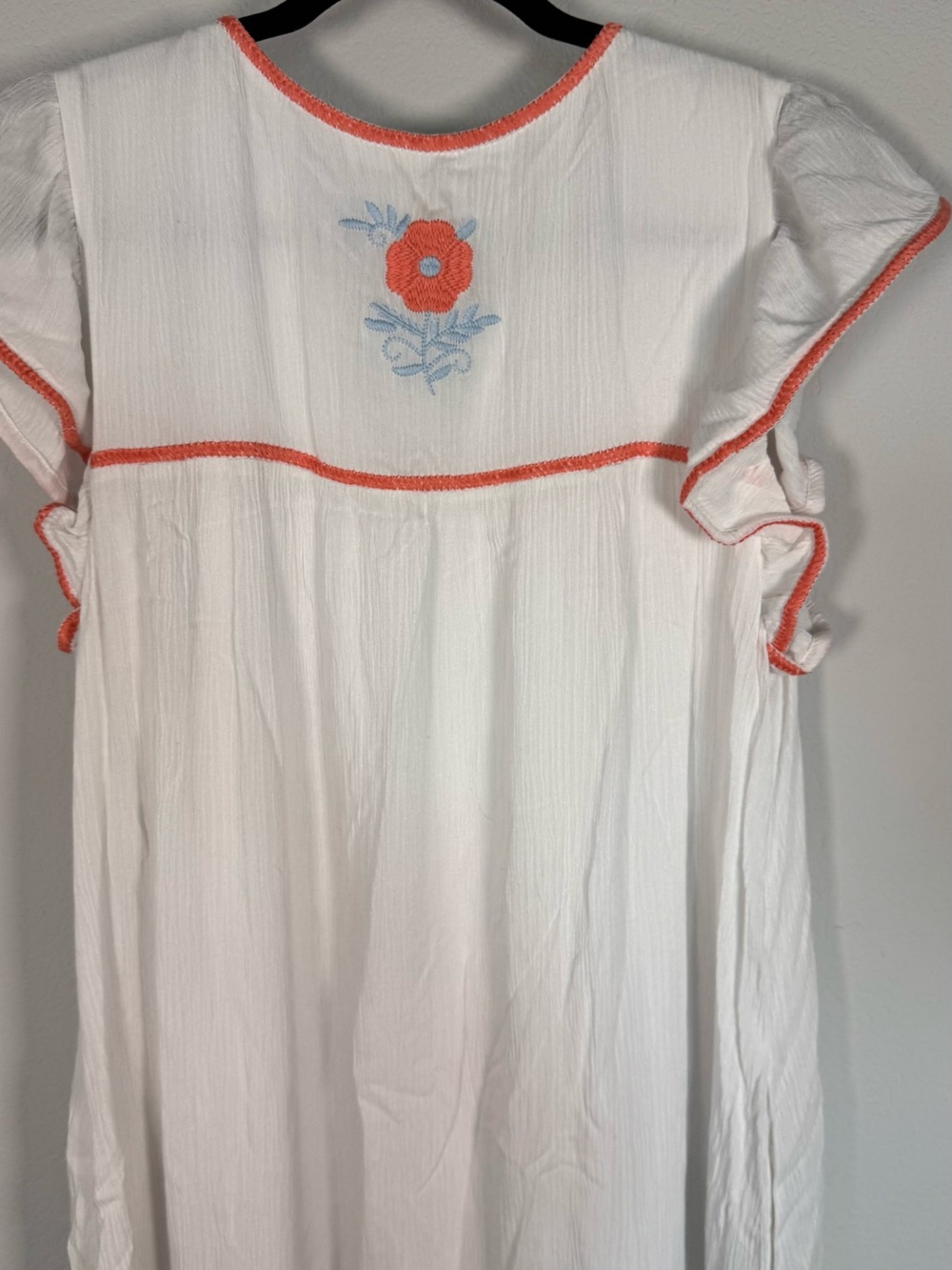 J. Marie Embroidered Boho Midi Dress White Floral Flutter Sleeve Cottagecore M - Picture 8 of 12